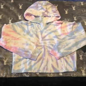 90 Degree By Reflex Tie-Dye Brushed Cropped Hoodie